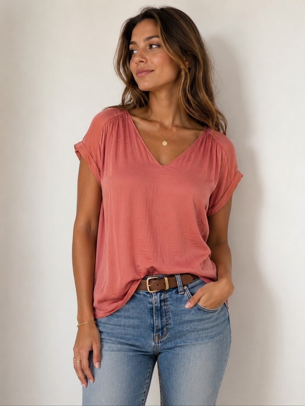 12 Rue Colette Satin Blouse | Dusty Rose | Size Medium
